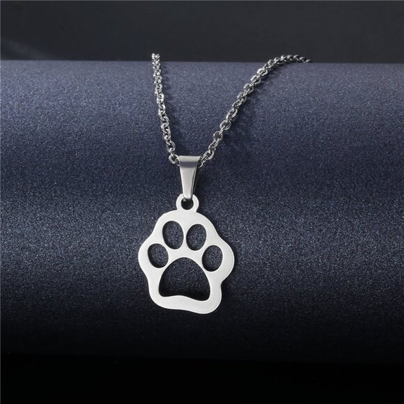 Silver Tone Paw Print Pendant Necklace – Pet Love & Remembrance - Picture 1 of 1